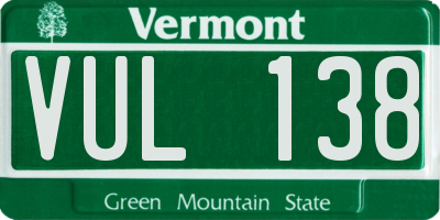 VT license plate VUL138