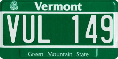VT license plate VUL149