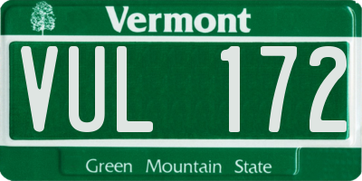 VT license plate VUL172