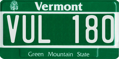 VT license plate VUL180