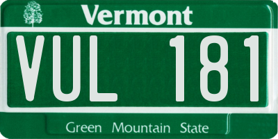VT license plate VUL181