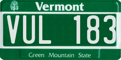 VT license plate VUL183