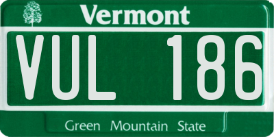 VT license plate VUL186