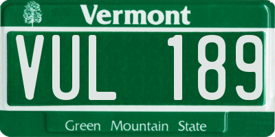 VT license plate VUL189