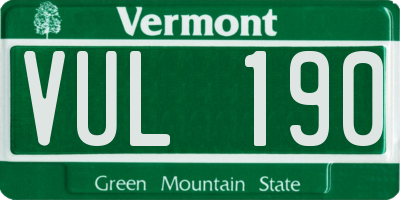 VT license plate VUL190