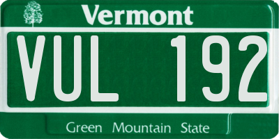VT license plate VUL192
