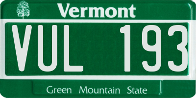 VT license plate VUL193