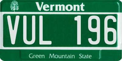 VT license plate VUL196