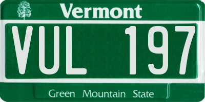 VT license plate VUL197