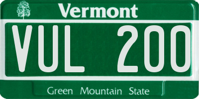 VT license plate VUL200