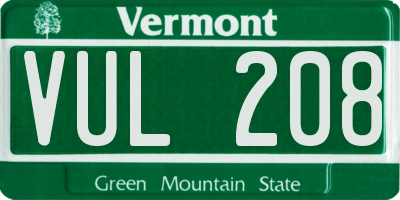 VT license plate VUL208