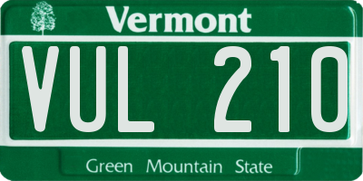 VT license plate VUL210