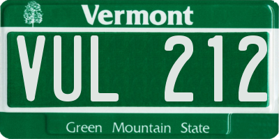 VT license plate VUL212