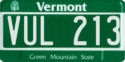 VT license plate VUL213