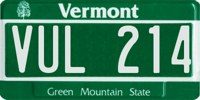 VT license plate VUL214