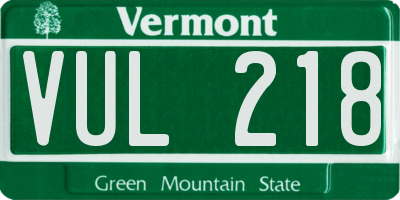 VT license plate VUL218