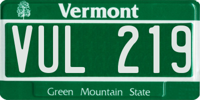 VT license plate VUL219