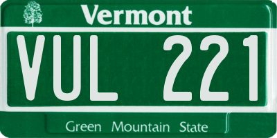 VT license plate VUL221