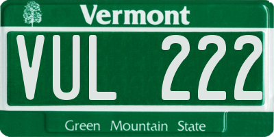 VT license plate VUL222