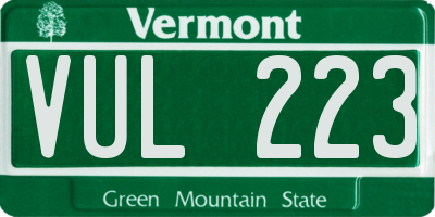 VT license plate VUL223