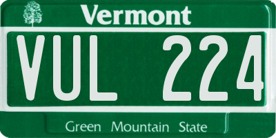 VT license plate VUL224