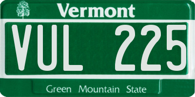 VT license plate VUL225