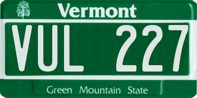 VT license plate VUL227