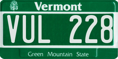 VT license plate VUL228