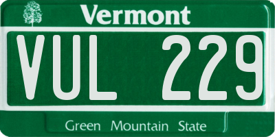 VT license plate VUL229