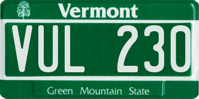 VT license plate VUL230