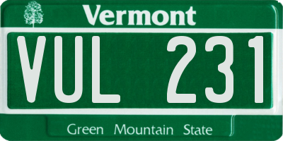 VT license plate VUL231