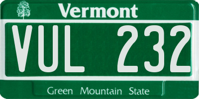 VT license plate VUL232