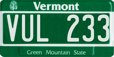 VT license plate VUL233