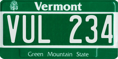 VT license plate VUL234