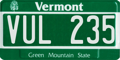 VT license plate VUL235
