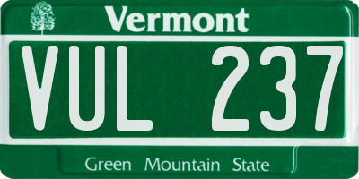 VT license plate VUL237