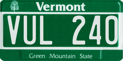 VT license plate VUL240