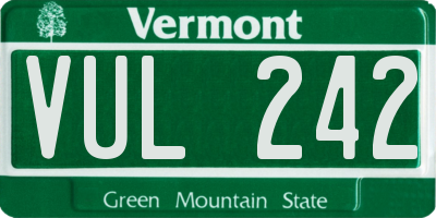 VT license plate VUL242