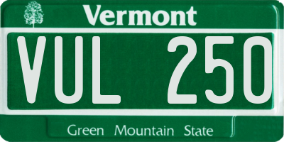 VT license plate VUL250