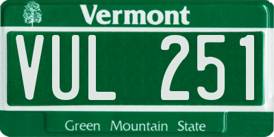 VT license plate VUL251