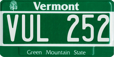 VT license plate VUL252