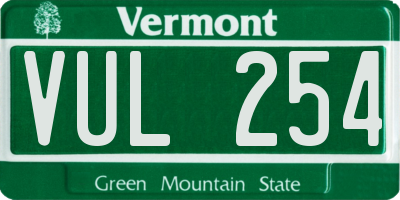 VT license plate VUL254