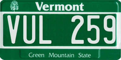 VT license plate VUL259