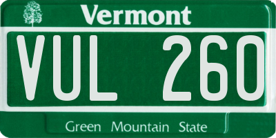 VT license plate VUL260