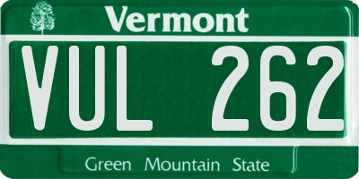 VT license plate VUL262