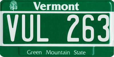 VT license plate VUL263