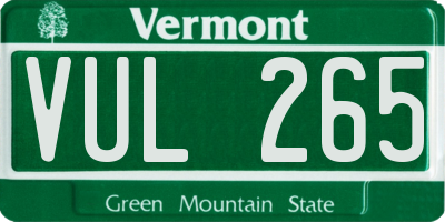 VT license plate VUL265