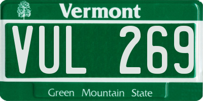 VT license plate VUL269