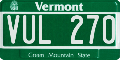 VT license plate VUL270