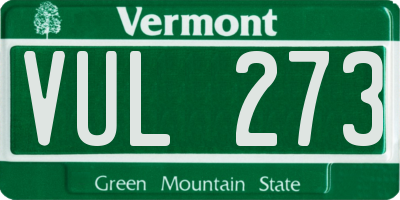VT license plate VUL273